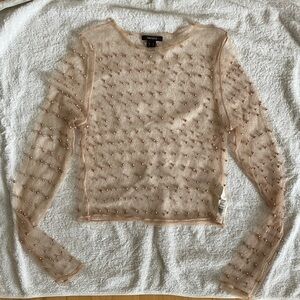Pearl beaded mesh top XL Forever 21